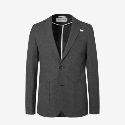 Oliver Spencer Grey Slim-Fit Unstructured Puppytooth Cotton And Virgin Wool-Blend Blazer