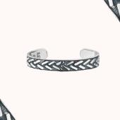Patrick Mavros Zimbabwe Herringbone Silver Bangle