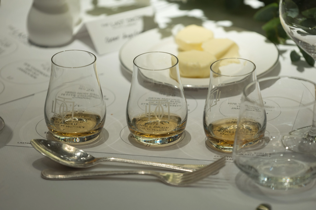 Three glasses of Last Drop Distillers spirits
