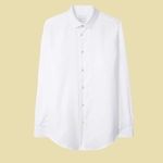 Men's Tailored-Fit White Cotton Signature Stripe Cuff Shirt
