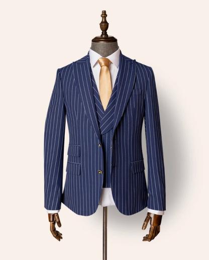 Bank Navy Pinstripe 3 Piece Suit