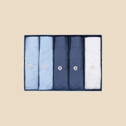 Plain boxer short box set — sky blue, white, navy