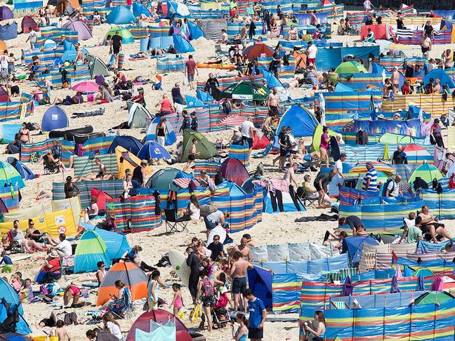 St Ives Busy Beach in Summer 2020