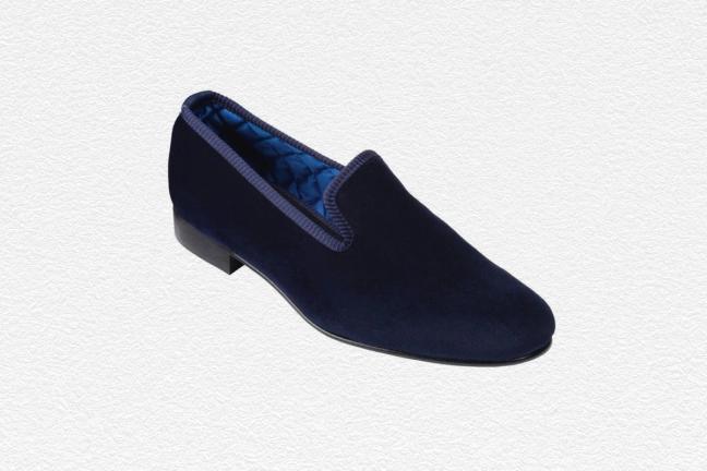Crockett & Jones Navy Velvet Slippers