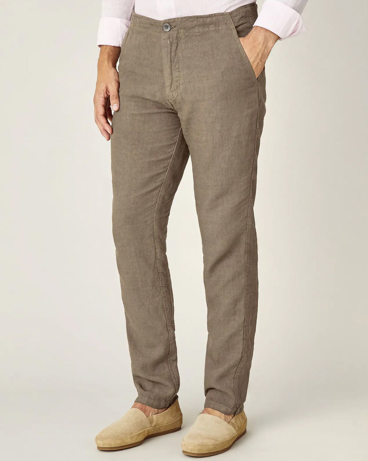 Brown Lipari linen trousers