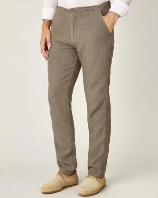 Brown Lipari linen trousers