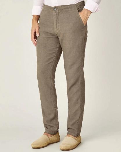 Brown Lipari linen trousers