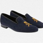 New & Lingwood Navy Velvet Slippers