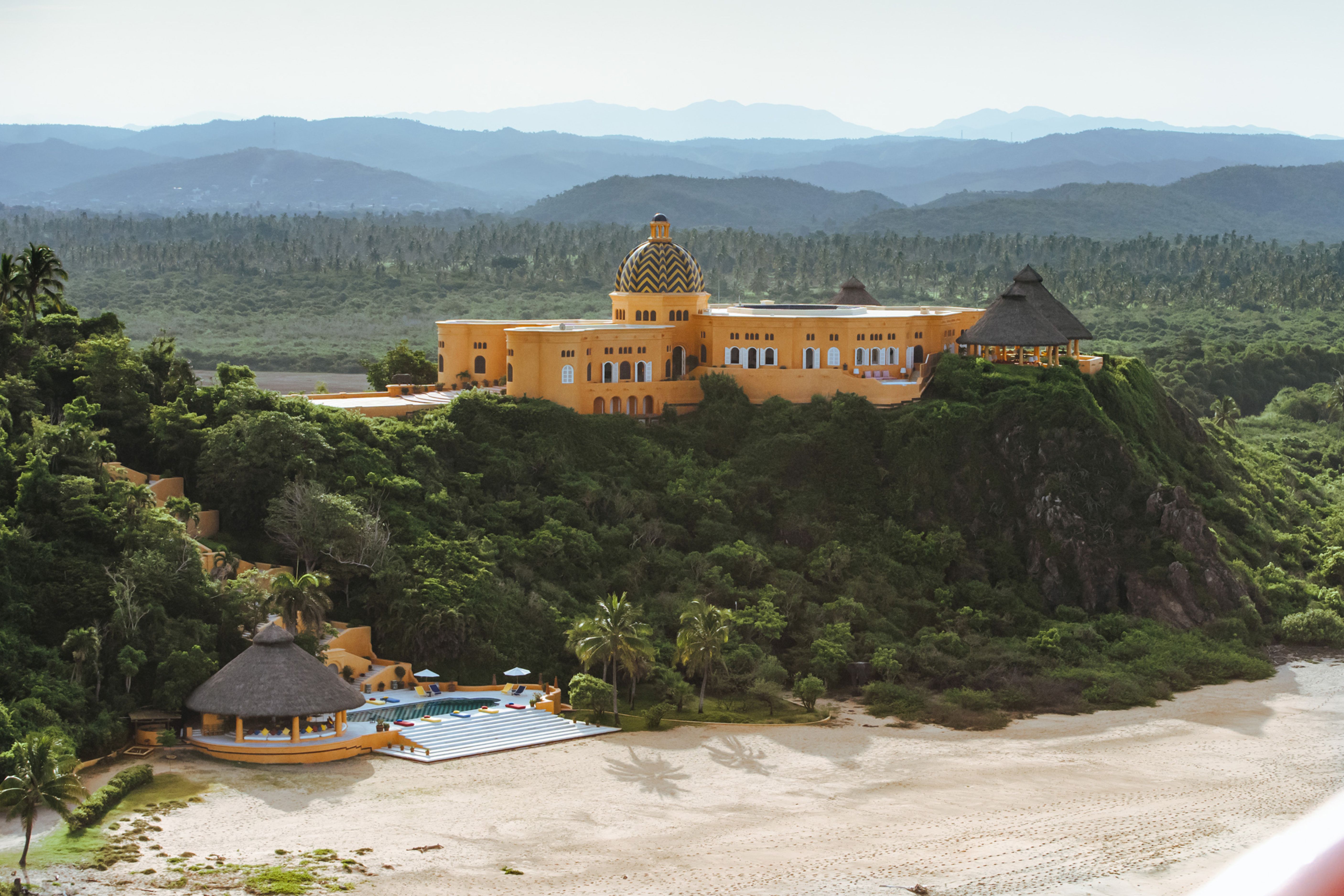 Cuixmala above the Pacific beach and forest