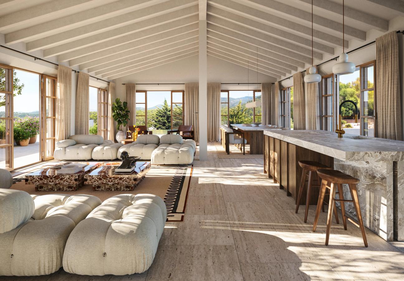 Proposed living and dining spaces at Son Credo