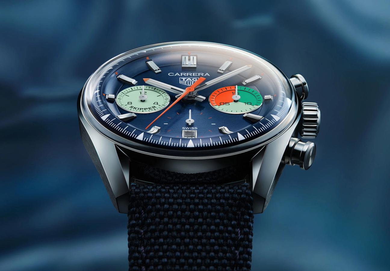 TAG Heuer Carrera Skipper watch face from a low angle