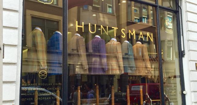 Huntsman Savile Row shop window in London