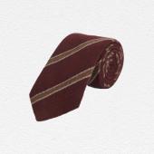 Oliver Brown Wool Striped Tie Burgundy