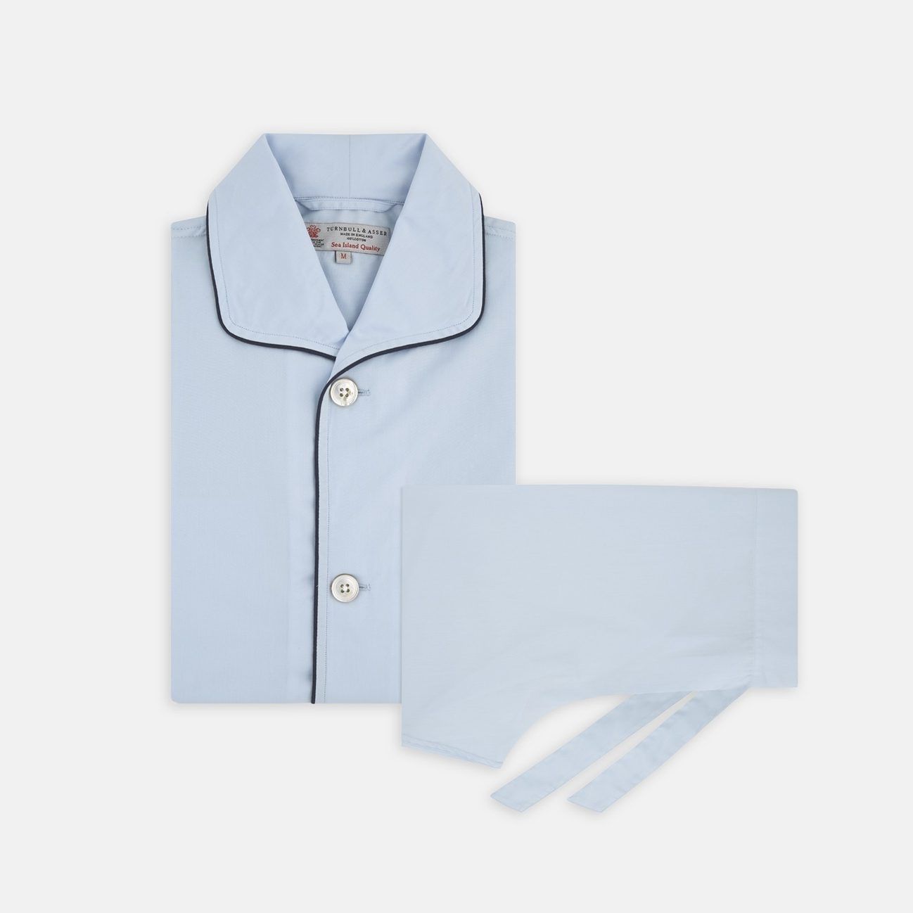 Turnbull & Asser Blue Piped Pyjama Set