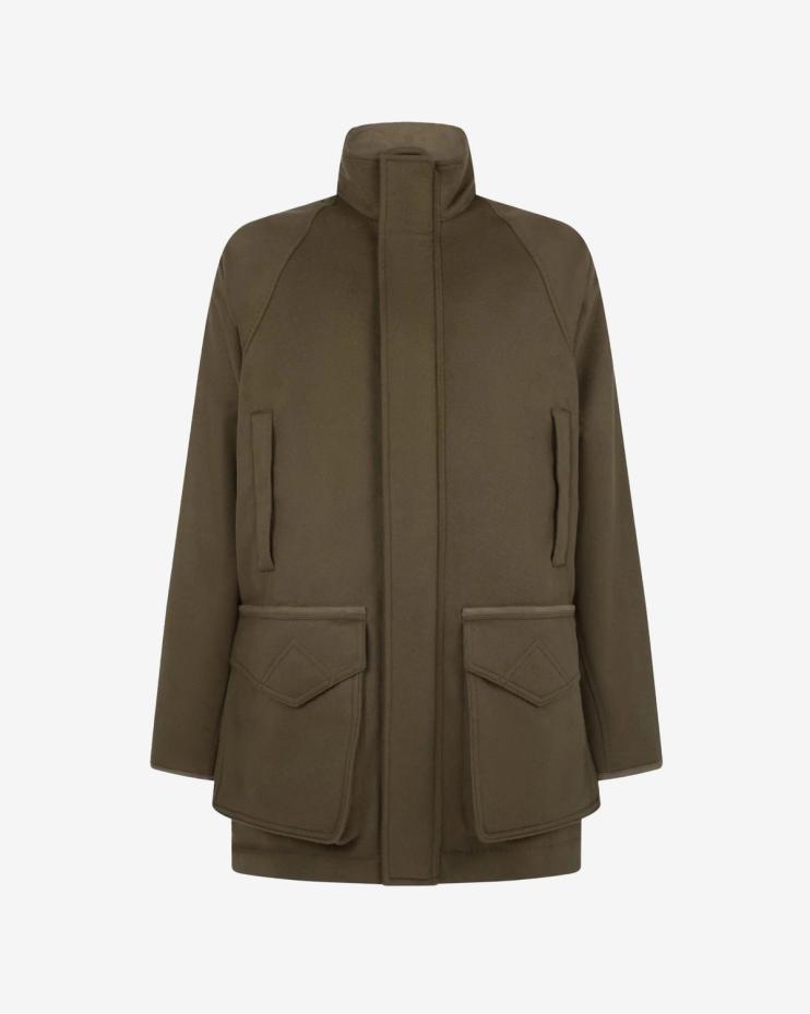 Cashmere Mix Raglan Field Coat in Otter