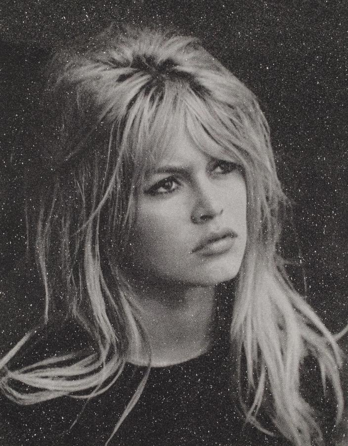 Black and white photo of Brigitte Bardot