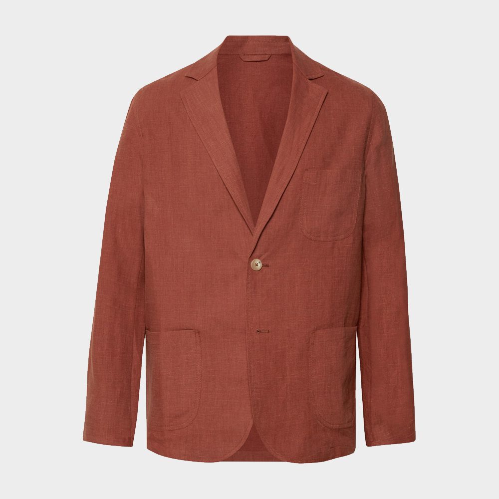 De Bonne Facture Brick Brushed-Linen Suit Jacket