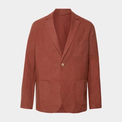 De Bonne Facture Brick Brushed-Linen Suit Jacket