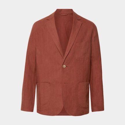 De Bonne Facture Brick Brushed-Linen Suit Jacket