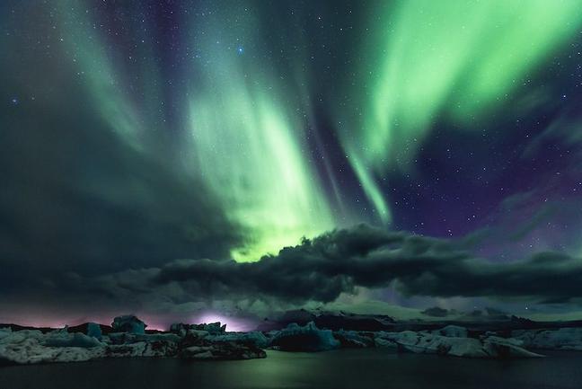 Aurora Borealis over Jökulsárlón, Iceland