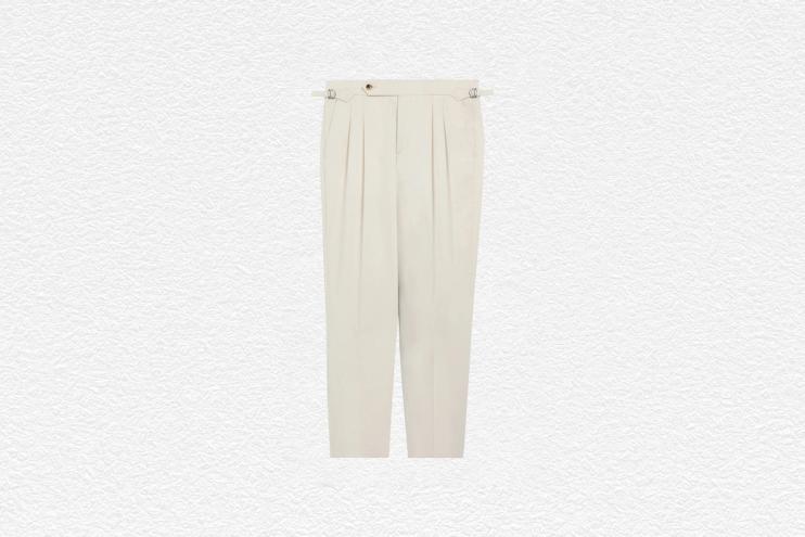 Light Camel Cotton Pleated Trouser