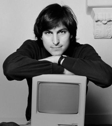 Steve Jobs black and white young