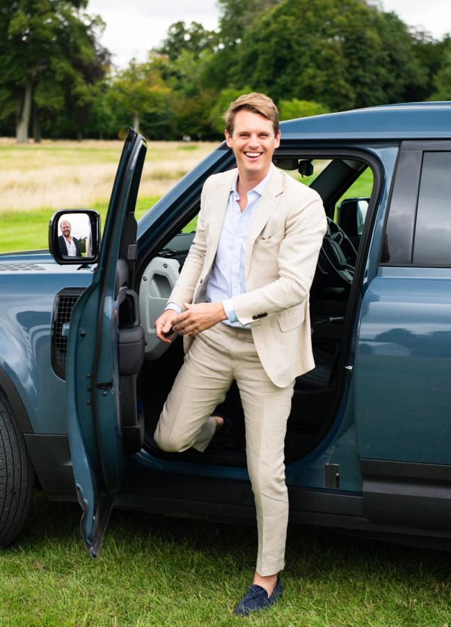 David Tollemache getting out a car