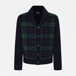 Hackett woven plaid wool shawl cardigan