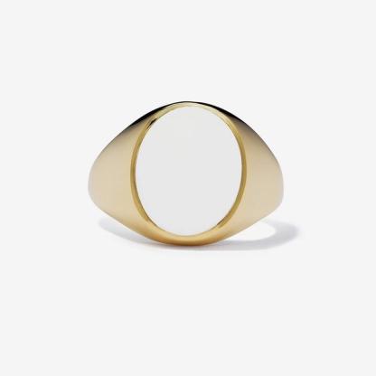 Ruffs White Agate Signet Ring