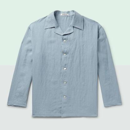 Auralee Oversized Camp-Collar Linen Overshirt