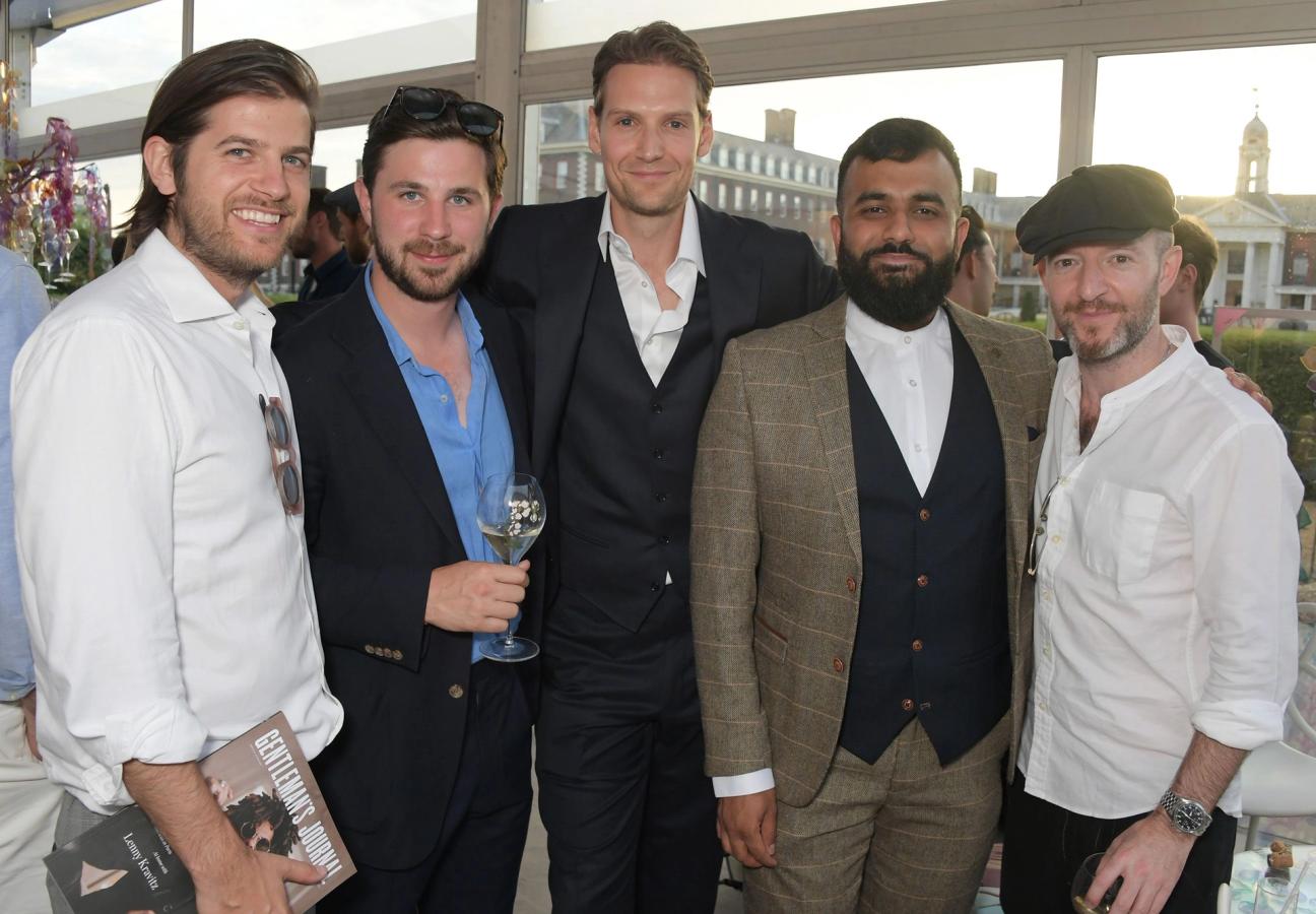 Jack-Freud-Joseph-Bullmore-Alex-Johnson-Hussain-Manawer-and-Anthony-Byrne-at-The-Gentlemans-Journal-Summer-Party-at-Masterpiece-London