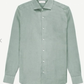 Luca Faloni Sage Green Portofino linen shirt