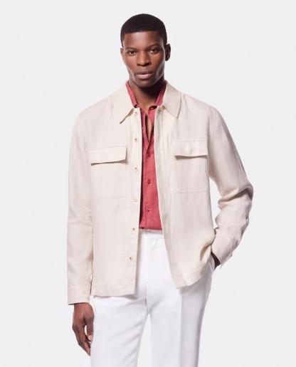 Beige Linen Overshirt