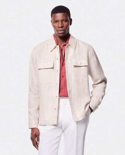 Beige Linen Overshirt