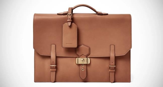 Alfred Dunhill Duke leather briefcase in tan