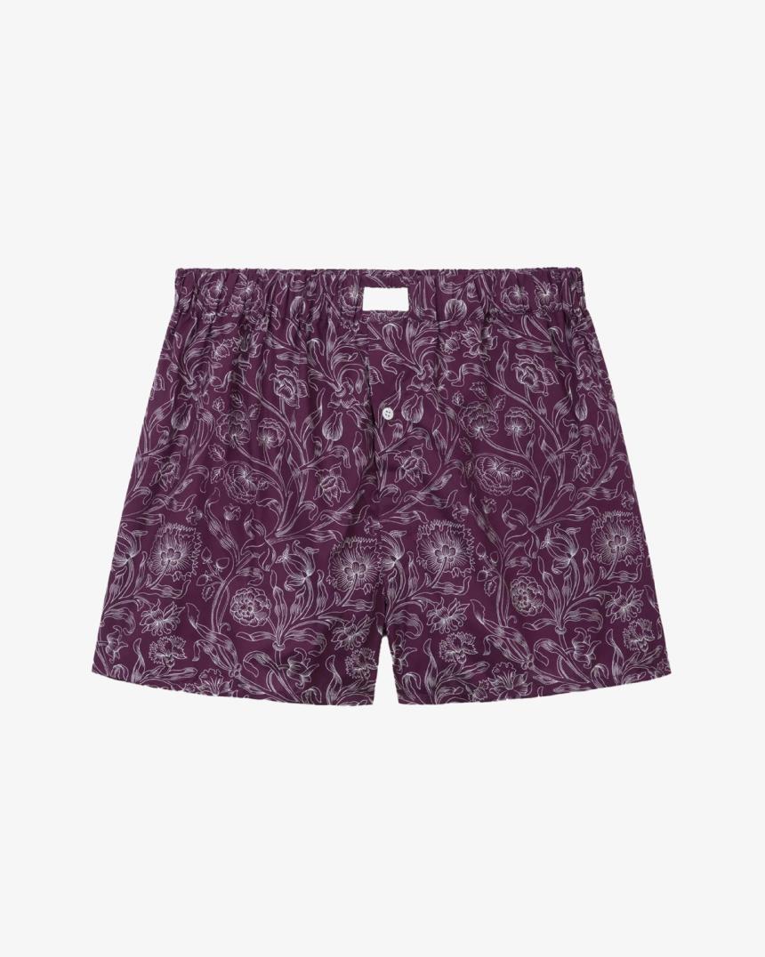 Auberbine Constantia Sketch boxer shorts with Liberty fabric