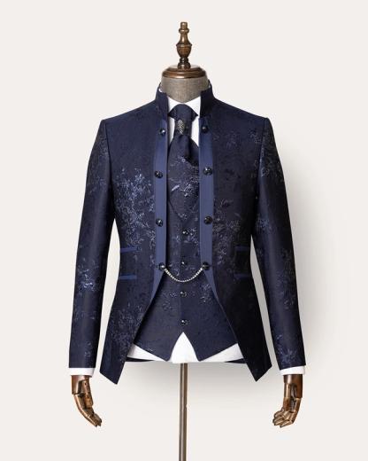 Ashby Blue 3 Piece Nehru Suit