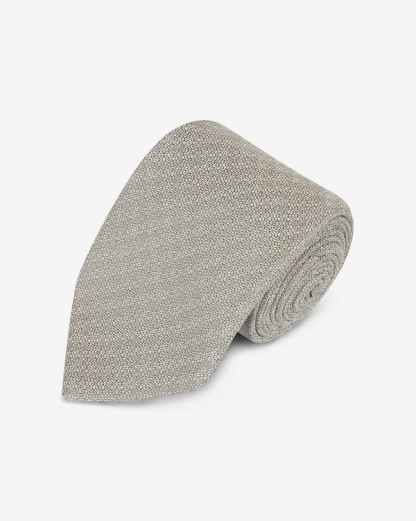 Huntsman Grey with White Houndstooth Silk Tie