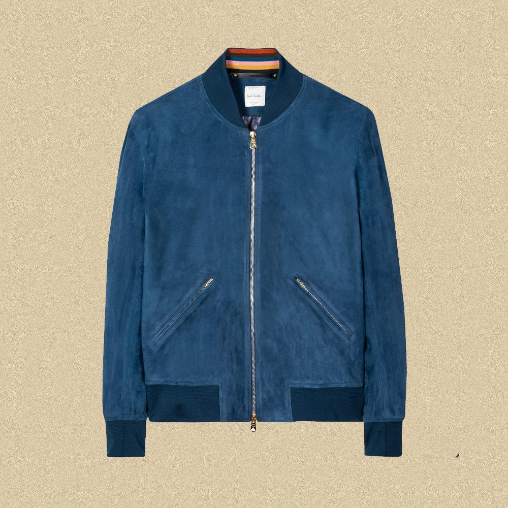 Paul Smith Men's Blue Suede Bomber Jacket