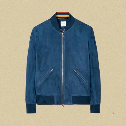Paul Smith Men's Blue Suede Bomber Jacket