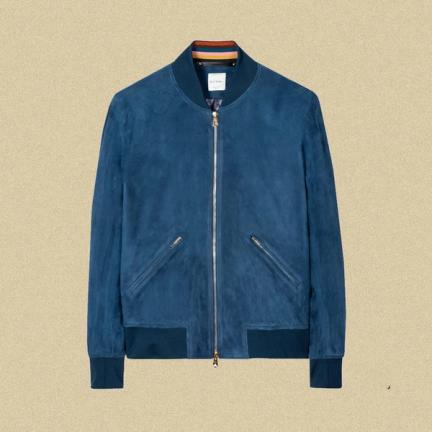 Paul Smith Men's Blue Suede Bomber Jacket