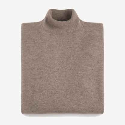 Nocciola Brown Pure Cashmere Roll Neck