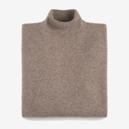 Nocciola Brown Pure Cashmere Roll Neck
