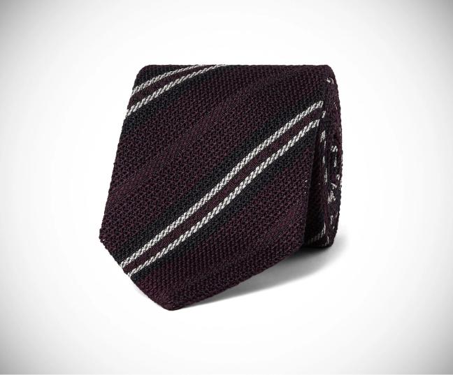Drake's striped woven silk tie