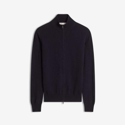 Midnight Blue Cashmere Zip Cardigan