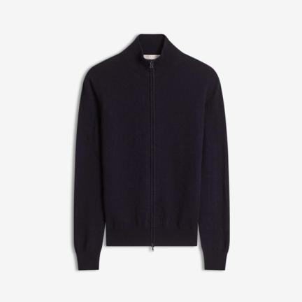 Midnight Blue Cashmere Zip Cardigan