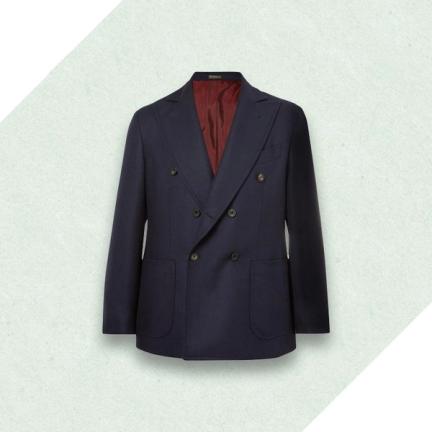 Rubinacci Navy Double-Breasted Blazer