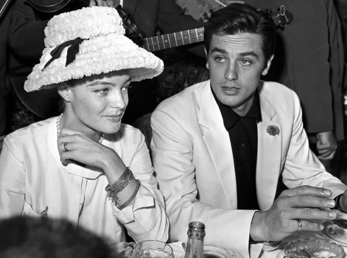 Alain Delon and Romy Schneider to the restaurant in Cannes during the festival (Photo by Daniel FallotINA via Getty Images)