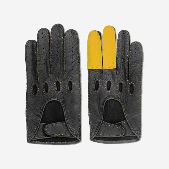 Men's Three-Point Leather Driving Gloves with Wristwatch Cut-out