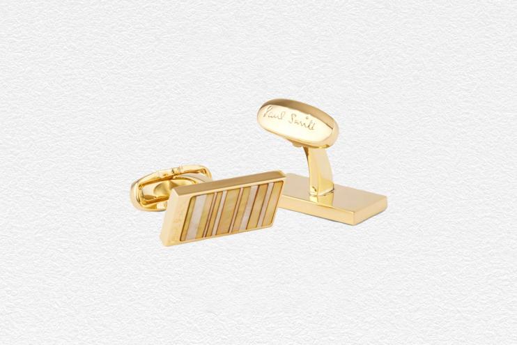 Gemelos «Stripe» en metal dorado y nácar